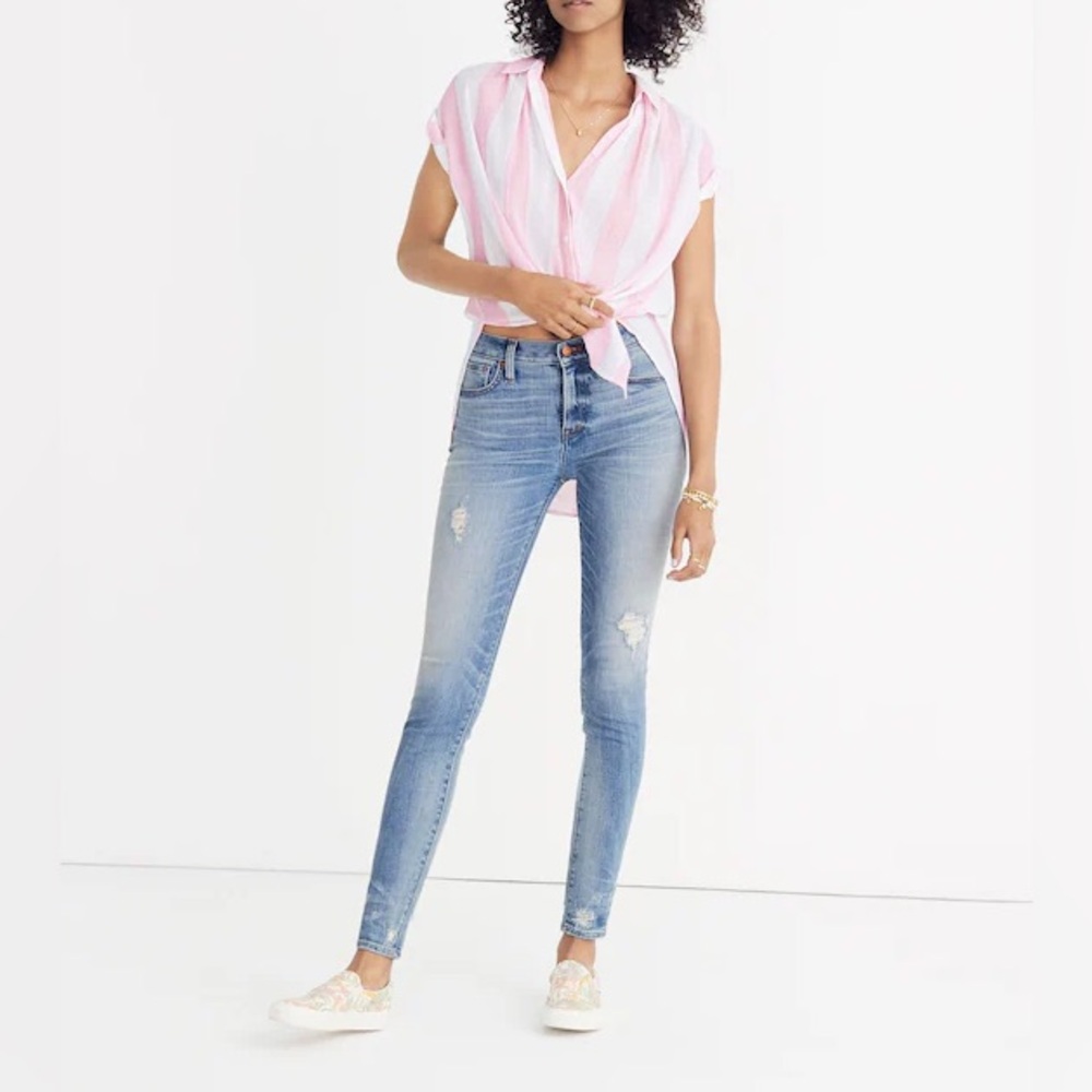 MADEWELL High-Rise Skinny Destructed Hem SIZE 26P US 4P Casuap Everyday Jean - Picture 3 of 7